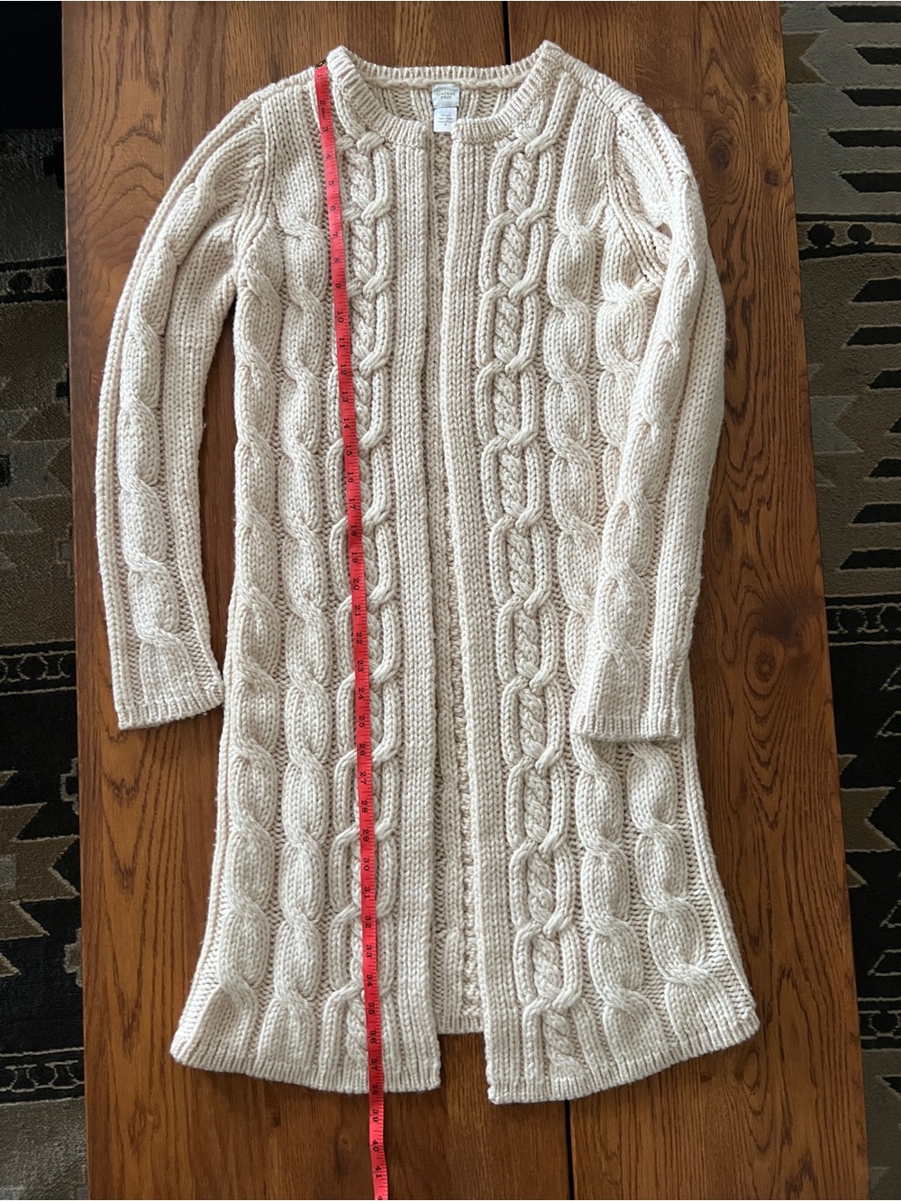 Garnet Hill Cable Knit Cardigan — Size Small